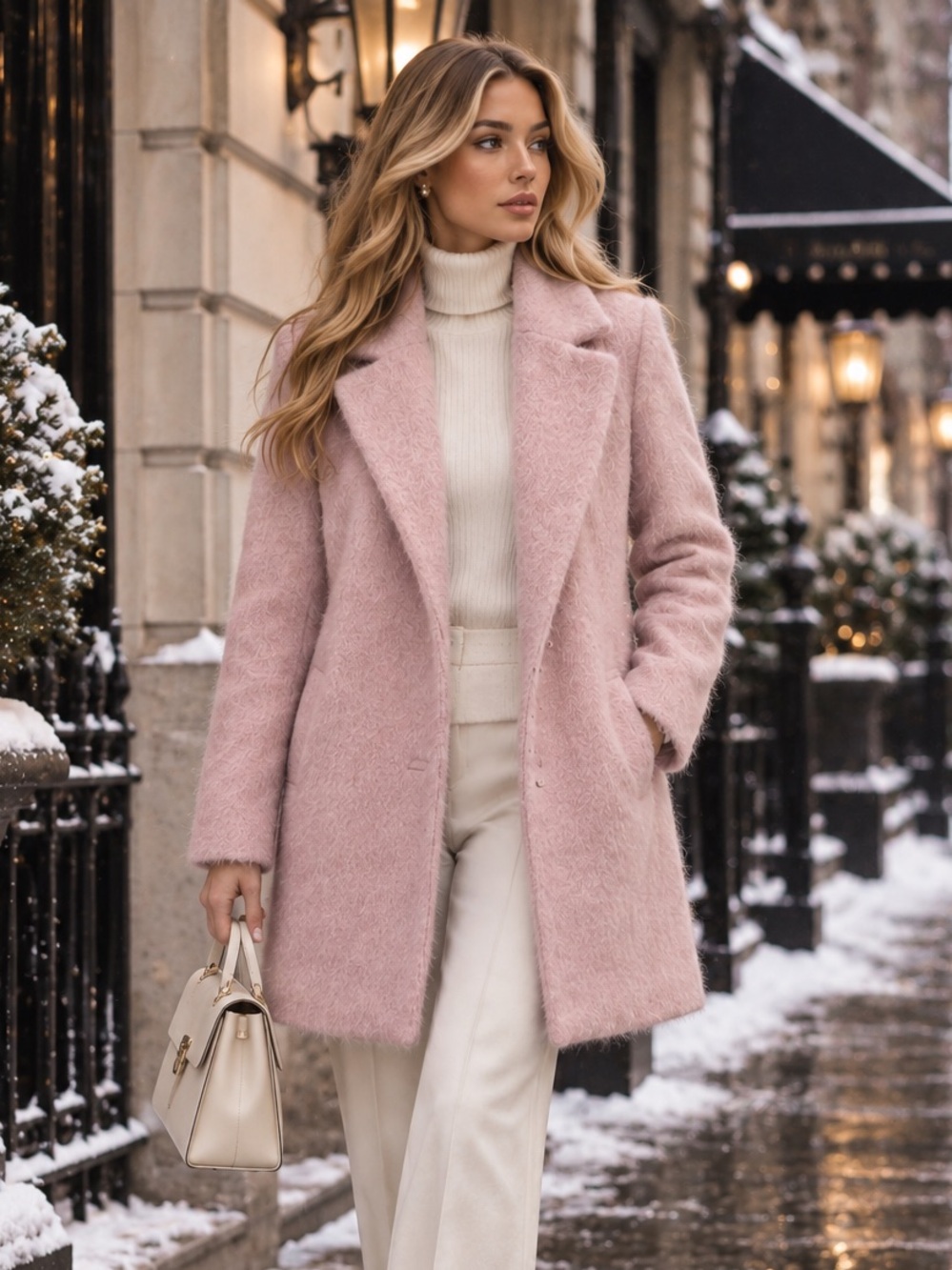 Women's Pink Faux Fur Cozy Coat